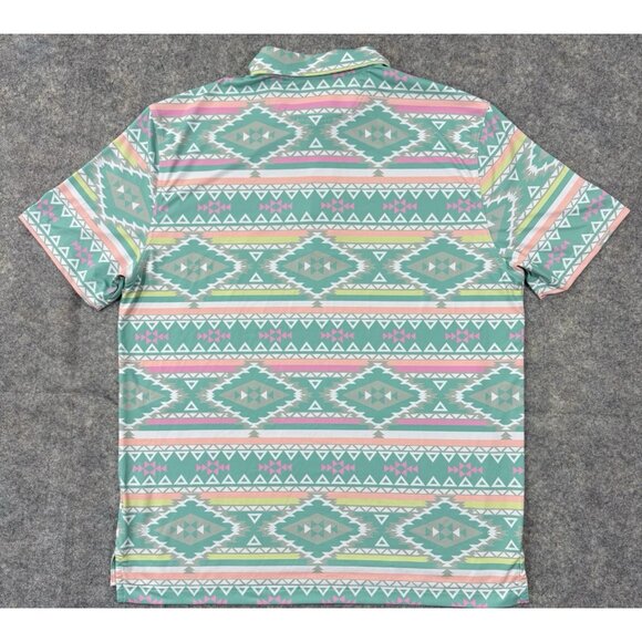 Chubbies Mens Polo Shirt Medium En Fuegos Performance Southwest Geometric Golf - Picture 4 of 12